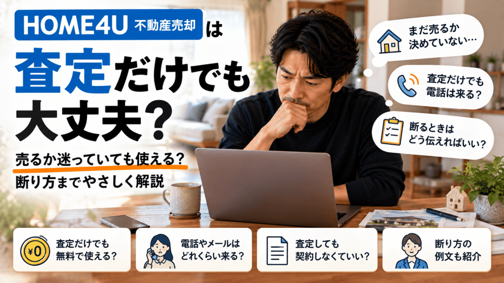HOME4Uの査定だけ利用や断り方について確認する男性